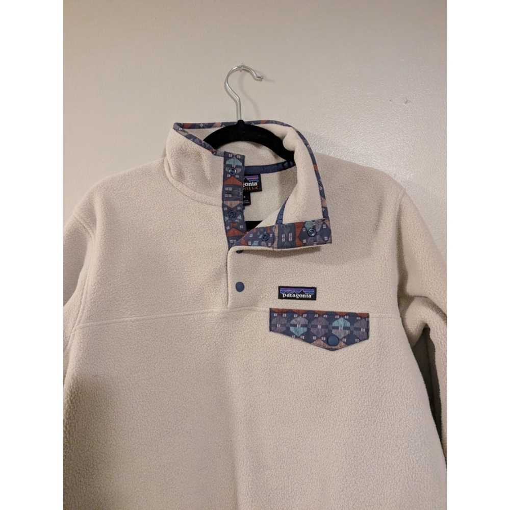 Women's Patagonia Synchilla Fleece Sweatshirt S Beige Blue - Picture 3 of 6